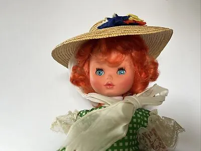 Vintage Furga Italy Redhead Sleepy Blue Eyes Doll 18  With Hat Dress Boots • $40