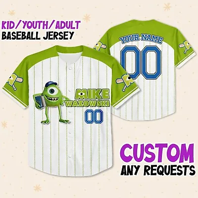 Custom Monster Inc Mike Green University Jersey Disney Baseball Jersey Gift Fo • $39.99