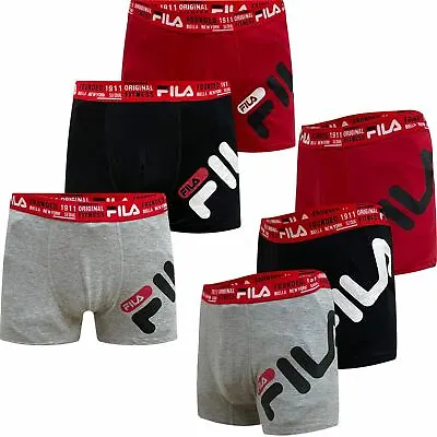 Mens FILA 4 Pack Microfiber Performance Stretch Boxer Shorts Non Roll Underwear • £10.99