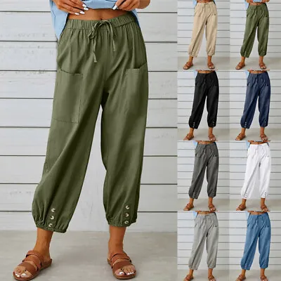 Women's Lagenlook Italian Magic Comfy Ladies Strechy Casual Pants Pocket Trouser • £13.55