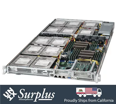 Supermicro 1U 12x 3.5  Bay LFF X9DRFF-7TG+ 2x E5-2620 V2 128GB  W/ 12x Caddies  • $399