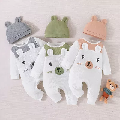 £8.29 • Buy Newborn Baby Boys Girls Ribbed Long Sleeve Bodysuit Romper Jumpsuit Outfit Set