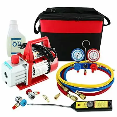 4CFM 1/3HP Rotary Vane Air Vacuum Pump HVAC A/C Refrigeration Kit AC • $143.99