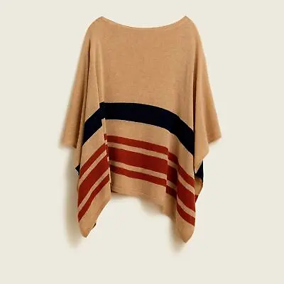 J Crew BB015 NWT Gorgeous Fall Color Striped Cashmere Blend Poncho Popover • $49.99