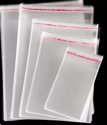 100 Clear Self Adhesive Poly Bags OPP Cellophane Plastic Bags Choose Size • $4.98