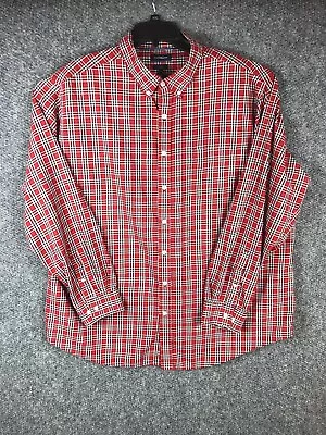 Croft & Barrow Men's 2XL XXL Red Black  Button Up Shirt Long Sleeve Casual  A19 • $3.75