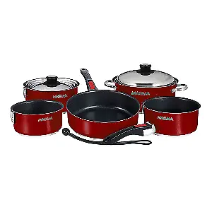 Magma Nestable 10Piece Pan-Lid-Pot Induction Non-Stick Enamel Cookware RED Boat • $328.59
