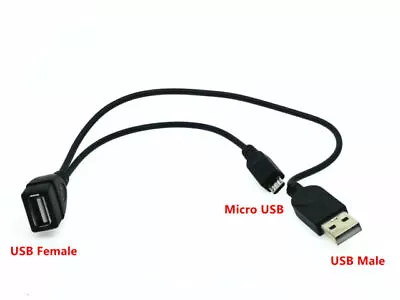 1X Micro USB Male To USB Female Host OTG Cable + USB Power Cable Y Splitter • $6.49