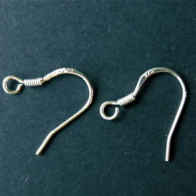 2 10 20 50 - 925 STAMPED SILVER EARRING WIRE HOOKS FINDINGS 14mm • £2.25