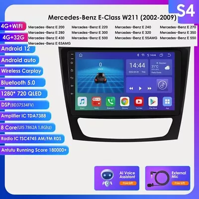 For Mercedes Benz E-W211 E320 E500 E350 4+32GB Android12 CarPlay Radio GPS  WIFI • $189.05