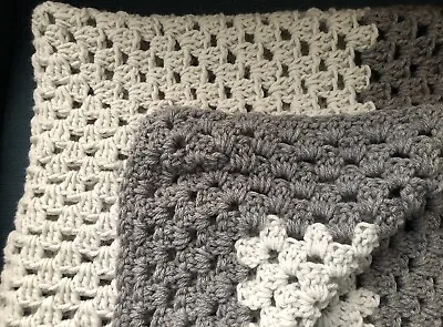 Beautiful New Handmade Crochet Baby Blanket/afghan  ~ Elephant & Oxford Gray • $24.99