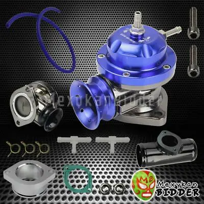 Black 2.5  Flange BOV Pipe + Billet Aluminum Type-RS Turbo Blow Off Valve Blue • $43.64