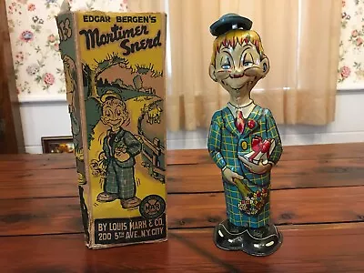 Edgar Bergen’s Mortimer Snerd Tin Wind Up Toy With Original Box – 1939 • $475