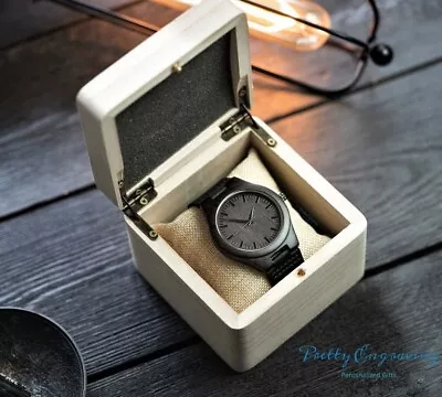 Engraved Wood Watch With Box Gift Idea Watch With Personalized Wooden Box • $24.99