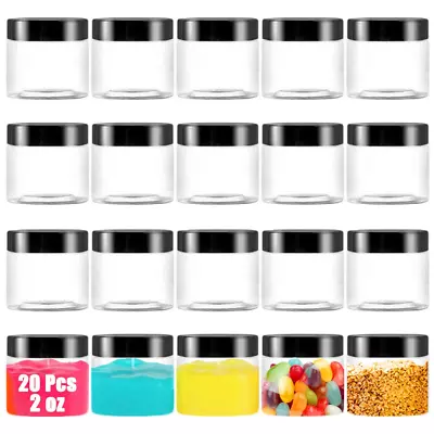 20 Pack 2 Oz Clear Plastic Round Slime ContainersEmpty Plastic Storage Jars Wit • $15.39