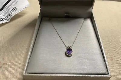10k Yellow Gold Amethyst And Diamond Oval FRM Pendant ZALES • $65