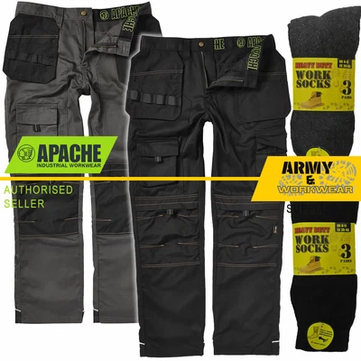 £41.99 • Buy Apache Mens Heavy Duty Cargo Work Cordura Trouser Holster Pocket FREE WORK SOCKS