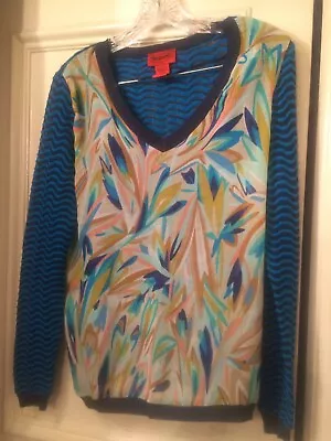 MIssoni Target Pull-over Sweater Blue Zigzag And Sheer Abstract Print Size XL • $10