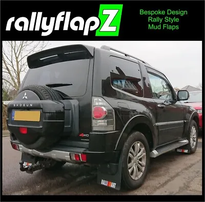 Mud Flaps & Fixings MITSUBISHI SHOGUN 4th Gen (06-19) LWB Black PVC *G RALLIART • $109.40