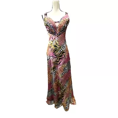 Mori Lee By Madeline Gardner Animal Print Embellished Maxi Prom Formal Size 10 • $79.99