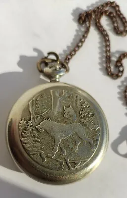 Molnija Wolves Pocket Watch Quality Mark Vintage Ussr Wolves Hunting Forest • $268