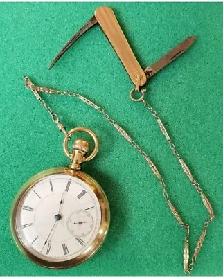 Gold Longines Stamped; Vtg 1953 Open-Face Lever Lock Enamel Dial Pocket Watch  • $222.99