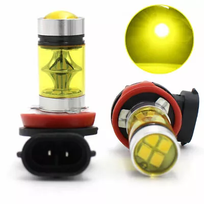 Pair LED Fog Light Bulbs H8 H11 Amber 6000K Yellow Driving Lamp Bulb DRL • $9.89