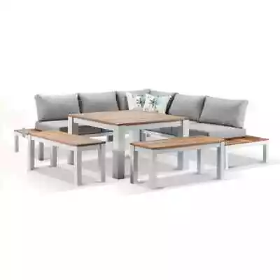 NEW Nova Outdoor Aluminium Lounge & Dining Setting | Natural Teak Timber Patio • $4490