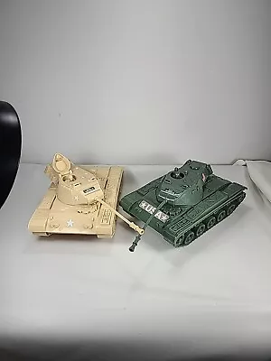 Vintage Processed Plastic Co. Green Beige Tanks Model 7520 Made In USA Toy • $32