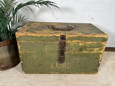 Vintage Rustic Hungarian Workman's Carpenters Wooden Trunk Chest Storage Box • £85