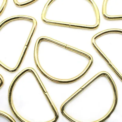 25 PACK BRASS D RING LINKS 32mm LARGE Webbing Metal Strap Belt Clip Gold • £6.19