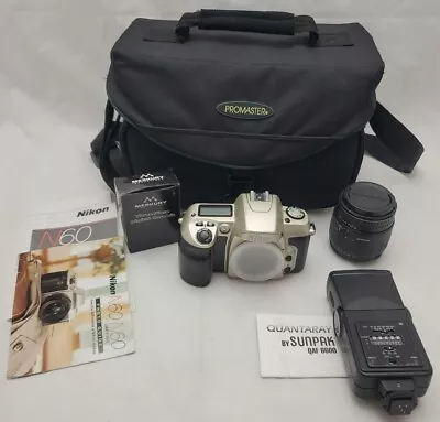 Vintage Nikon N60 35mm Film Camera W/28-80mm Lens W/ Bag & Manual TESTED • $74.95