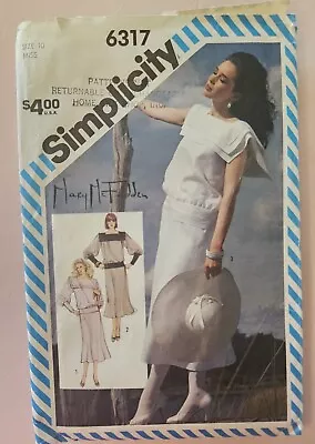 6317 Designer Vintage Simplicity Pattern Misses Size 10 Loose Two Piece Dress  • $7