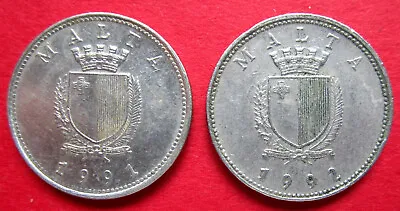 Malta  Pair Very Collectable Good Grade Consecutive Ten Cent Coins 1991  &  1992 • $1.85