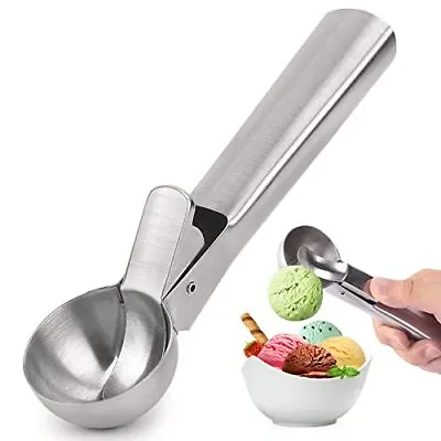 Ice Cream Scoop  With Trigger Perfect For Frozen Yogurt Gelatos(Medium Silver) • $9.11