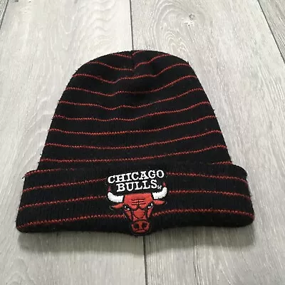 Chicago Bulls NBA Navy Blue Red Stripe Beanie Hat Basketball Made In USA • £12.64