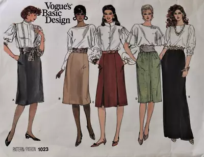 Vogue Sewing Pattern 1023 Basic Design Skirts Misses Size 12-16 UNCUT 1987 VTG • $7.15