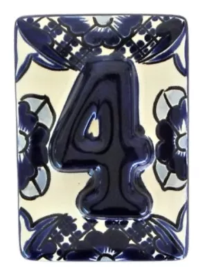 Mexican House Number Talavera Tile Home Address Tiles High Relief Blue White HR3 • $5.50