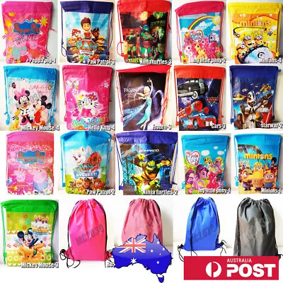  Cartoon/Plain Colour Drawstring Backpack Swim School Library BAG GYM Kid/Adult  • $5.50