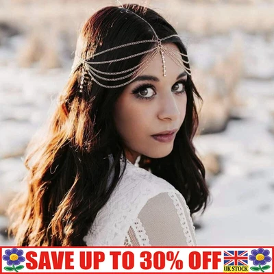 £6.71 • Buy Boho Gold Chain Jewelry Headband Coins Tassel Hair Band Party Prom Wedding YYA