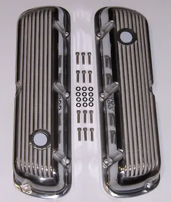 Short Ford SBF 289 302 351W Retro Finned Polished Aluminum Valve Covers Mustang • $1071.87