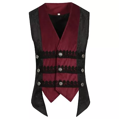 Mens Victorian Jacquard Vest  Mens Waistcoat Historiacal Men Contrast Color Vest • $25.99