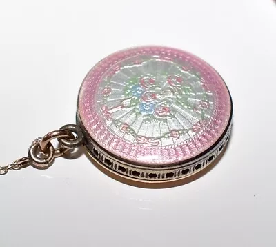 EXTREMELY RARE! Antique ENAMEL GUILLOCHE VINAIGRETTE LOCKET Combo ORIGINAL CHAIN • $549.99