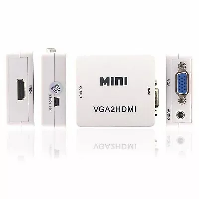VGA TO HDMI Mini Full HD Video 1080P Audio Converter Adapter For PC TV Monitor • $8.99