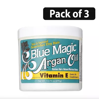 Blue Magic Argan Oil Vitamin E Leave In Conditioner 13.75oz 390g ( Pack Of 3) • £15.99