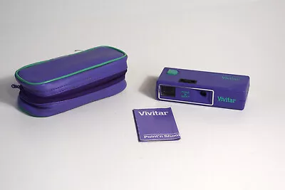 Vintage Vivitar Point 'N Shoot Purple Camera With Case C1986 • $13