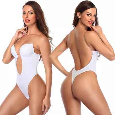 Faja Colombianas Slim Backless Body Shaper U Plunge Thong Bra Women Bodysuit US  • $17.79