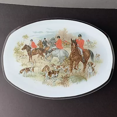 Vintage Chance Large Oval Glass Plate With Hunting Scene 33 X 24cm • £5