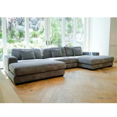 Gray Corduroy U-Shaped Modular Sectional Sofa 3-Pc Modern Living Room Sofa Set • $2399