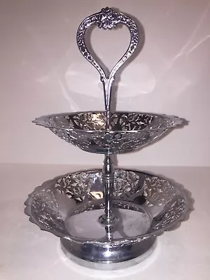 $31.88 • Buy Farber Bros Krome Kraft Vintage Two Tier Candy/Nut Dish